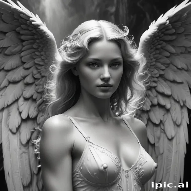 black and white angel drawings