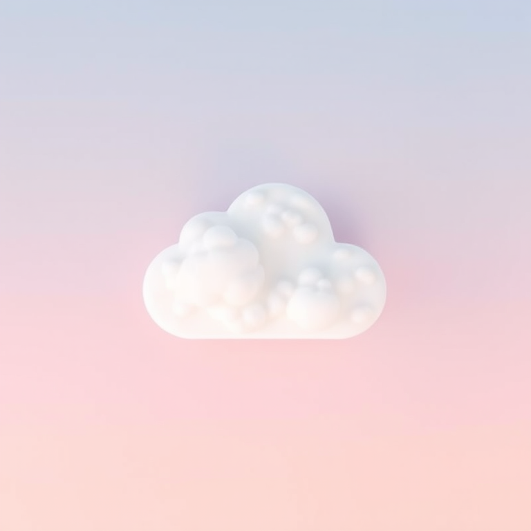 Create an image of a simple cloud icon on a gradient background with soft pastel colors, using a DSLR camera with a 50mm lens, f/2.8 aperture, ISO 100, and a slight vignette effect for depth.