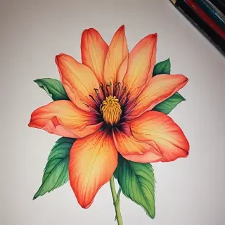 flower drawing with color