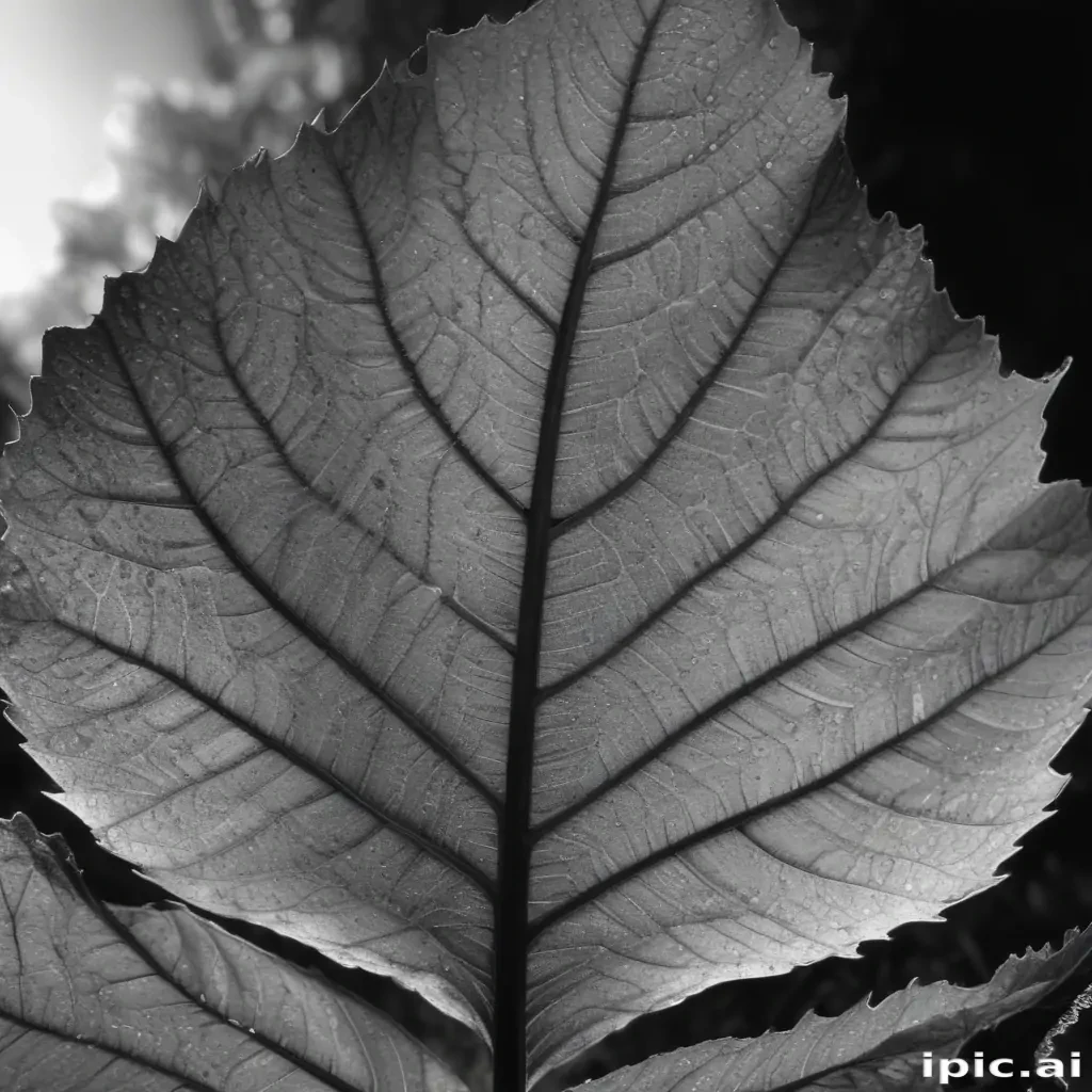 leaf in black and white