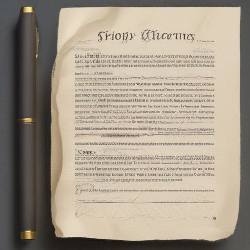 An Ancient Document Featuring Elaborate Script and Elegant Design Elements.