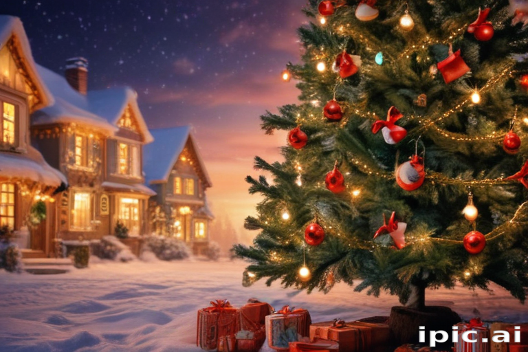 A Cozy Winter Evening with a Beautifully Decorated Christmas Tree and ...