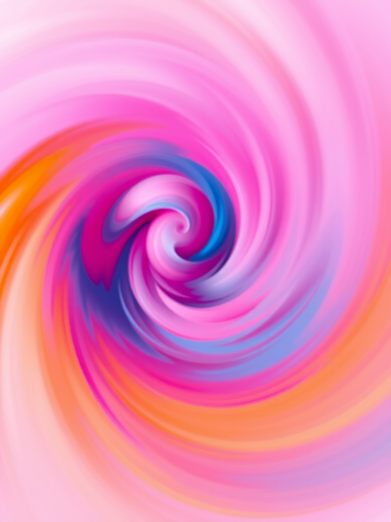create a vibrant abstract swirl of colors with a focus on pink, blue, and orange hues, using a Canon EOS R5 camera, 24mm lens, f/8 aperture, 1/60 shutter speed, ISO 100, in a high dynamic range style with a slightly blurred motion effect for depth.