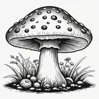 mushroom clipart black and white