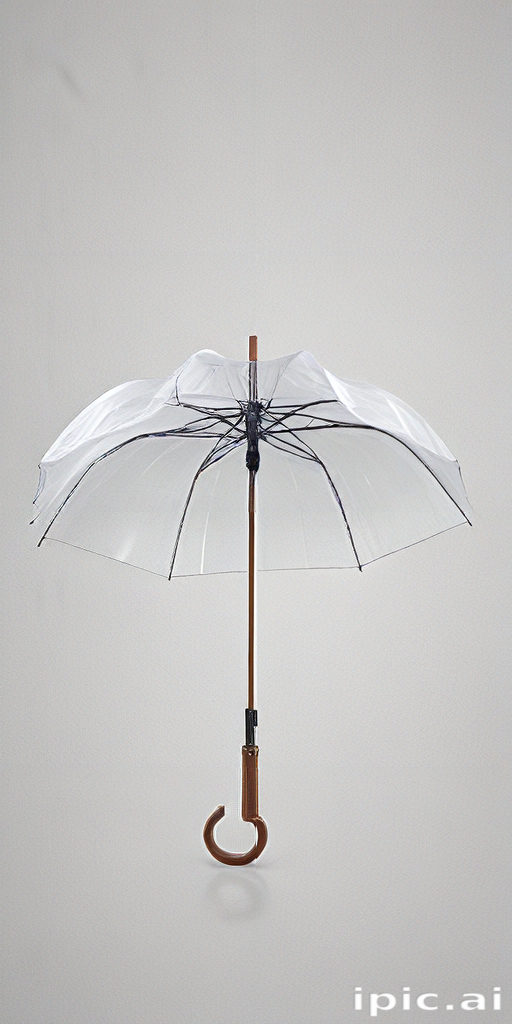 Transparent Umbrella with a Wooden Handle Perfect for Rainy Days