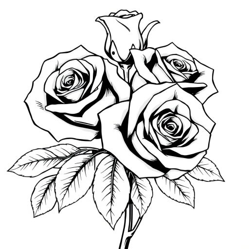 roses clipart black and white