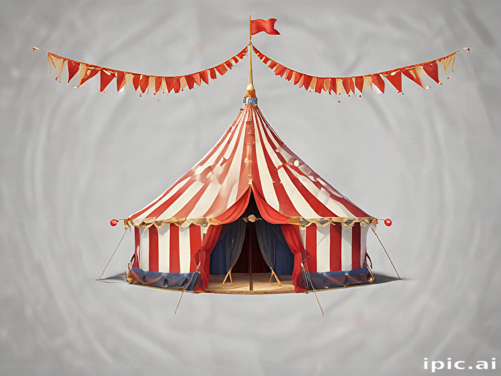 A Colorful Circus Tent Surrounded by Festive Bunting and Decorations.