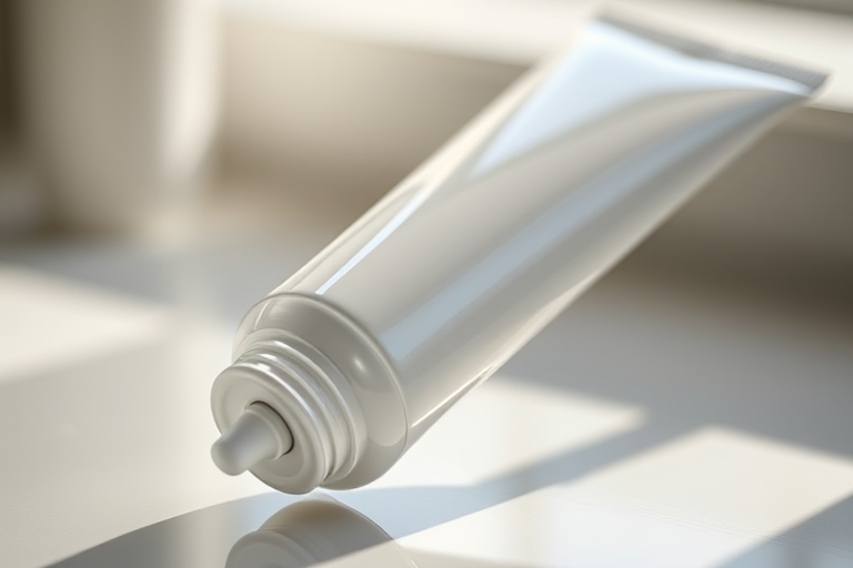 create a high-resolution image of a tube with a clean, glossy finish using a Canon EOS R5, 50mm lens, f/2.8 aperture, ISO 100, shot in natural light from a 45-degree angle