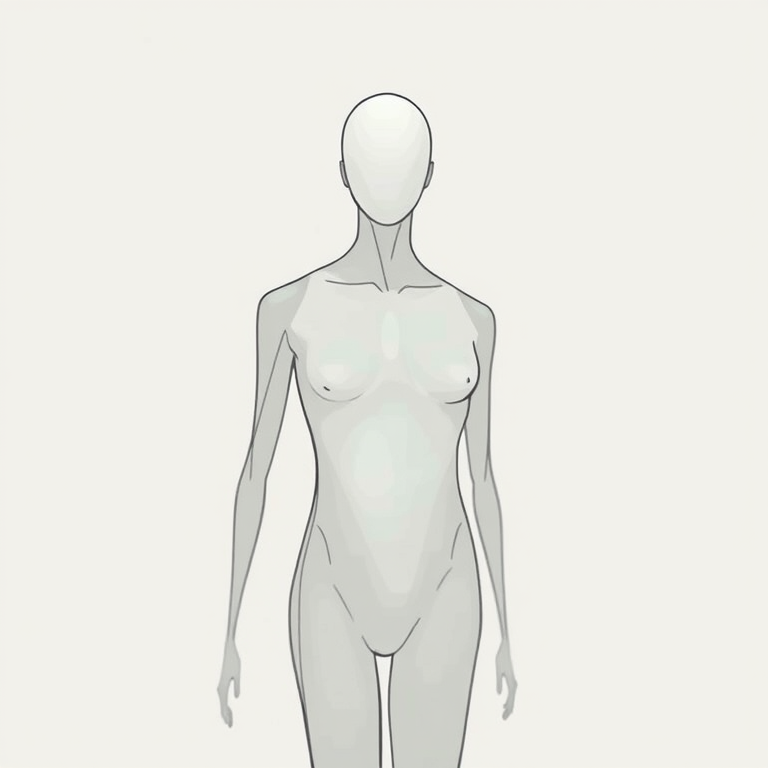 Create a high-resolution digital illustration of an abstract human figure with a simple, minimalistic style, using a 50mm lens, f/1.8 aperture, ISO 100, shot from a straight-on view with soft lighting and a blurred background.