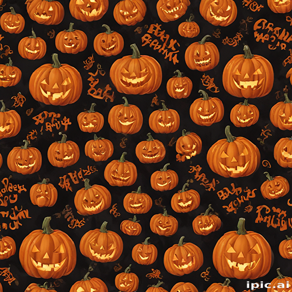 A Festive Collection of Halloween Pumpkins with Various Expressions and ...
