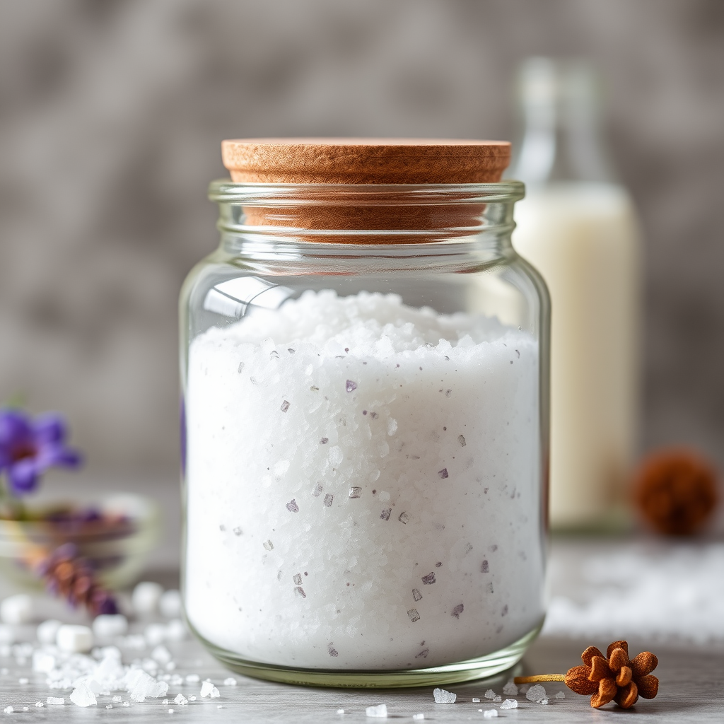 Image of a jar filled with aromatic bath salts