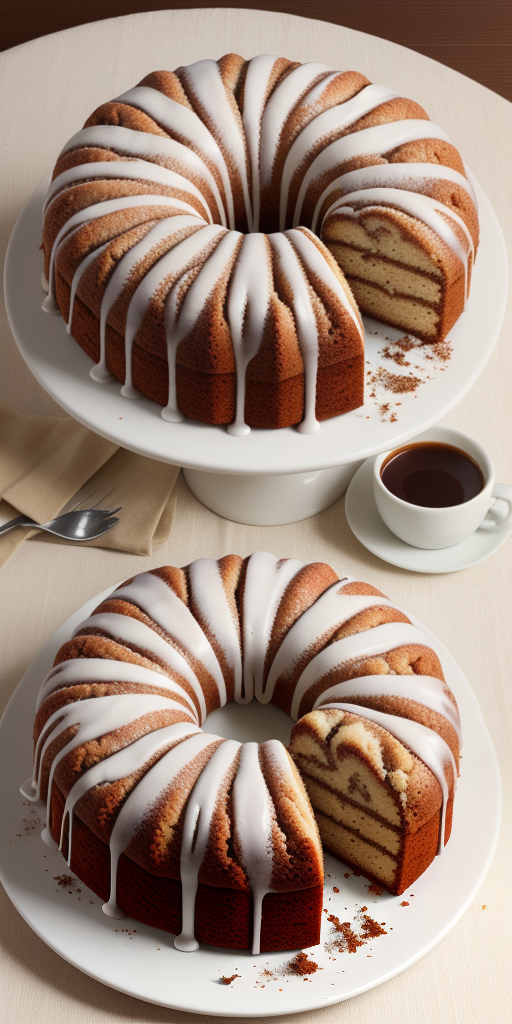 coffee cake with cross-sectional swirls