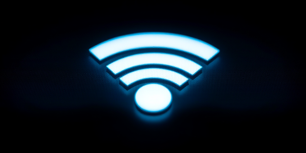 Create a high-resolution image of a Wi-Fi symbol with smooth gradients and clear lines, using a Canon EOS R5, 50mm lens, f/2.8 aperture, ISO 100, and a slight vignette effect to enhance depth.