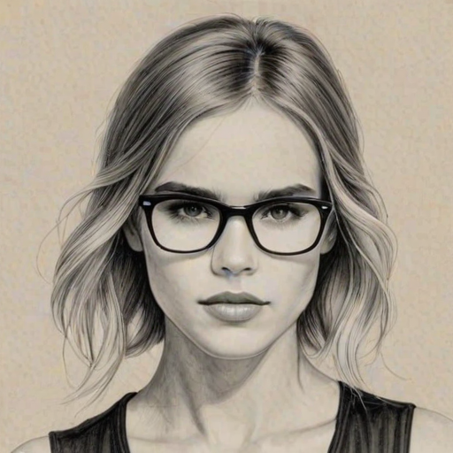 Sublime Isabel Lucas, pencil sketch, portrait of Superb woman 1931s in glasses, hair style beatnik, outline, clear lines, fine lines, 8k