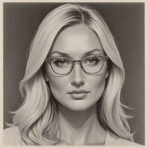 Dazzling Brooke Hogan, pencil sketch, portrait of Beauteous woman 1965s in glasses, hair style beatnik, outline, clear lines, fine lines, 8k
