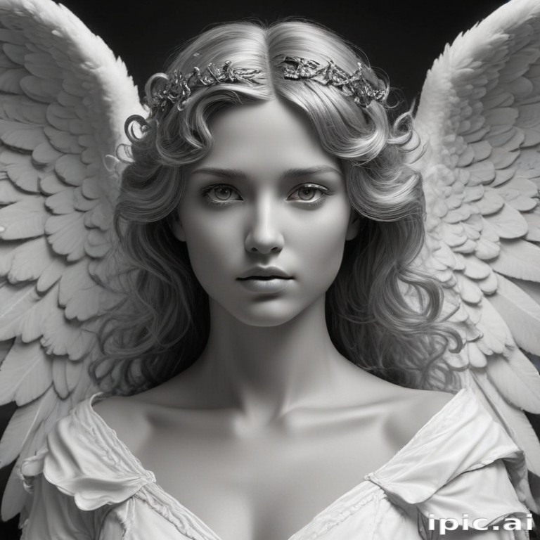 Angel Features Serene Portrait of a Graceful Angel with Ethereal Wings and Radiant ...