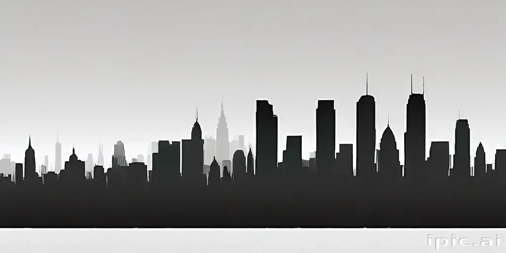 Silhouette of a Majestic City Skyline Against a Soft Gradient Background