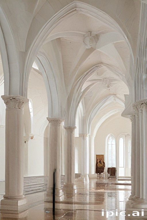 Majestic Interior of a Grand Hall with Elegant Architectural Arches and ...
