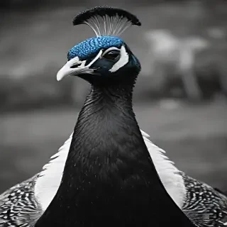 peacock black and white