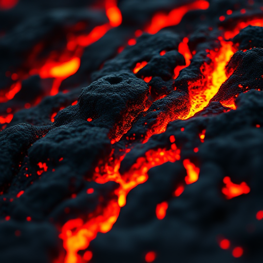 high-resolution image of molten lava texture, close-up view, taken with a DSLR camera, aperture f/8, ISO 100, 50mm lens, natural lighting, focus on intricate details and glowing fissures