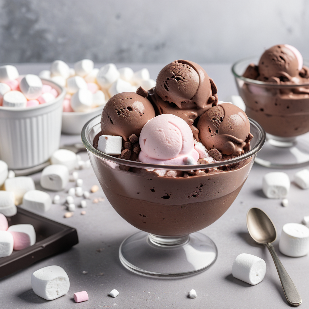 chocolate ice cream with marshmallow