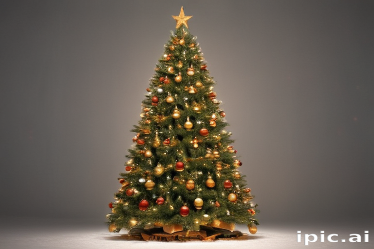 Beautifully Decorated Christmas Tree with Golden Star and Colorful ...
