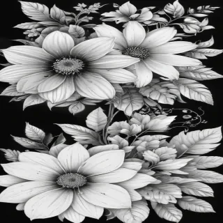 flower clip art black and white