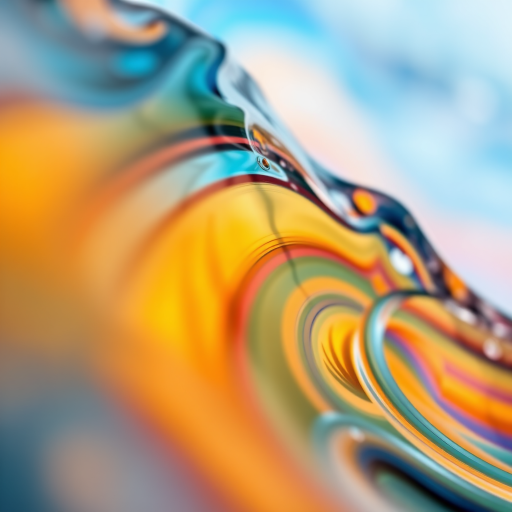 abstract colorful wave patterns, high saturation, 50mm lens, f/1.8 aperture, ISO 100, shot in natural light, macro style photography, soft focus effect