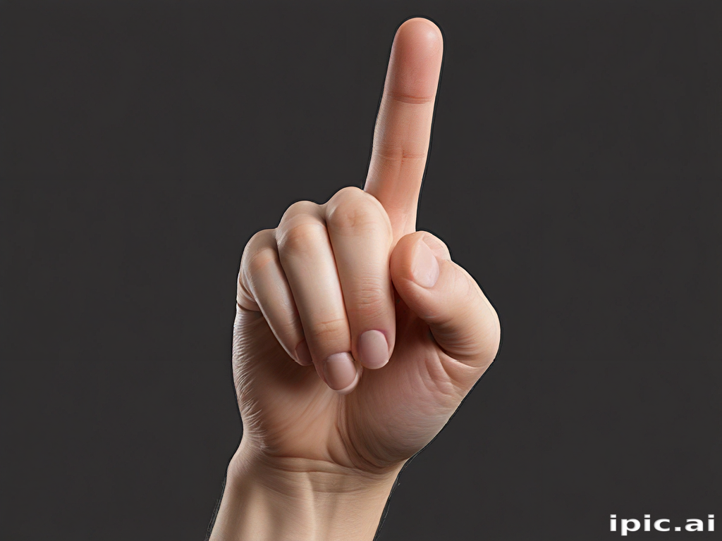 Hand Gesture Indicating Number One with Finger Raised Against Dark ...