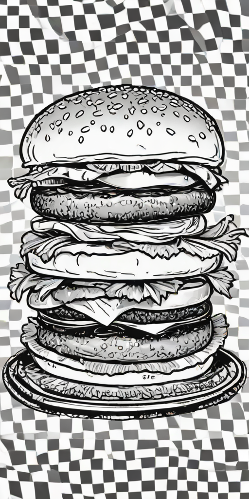 hamburger clipart black and white