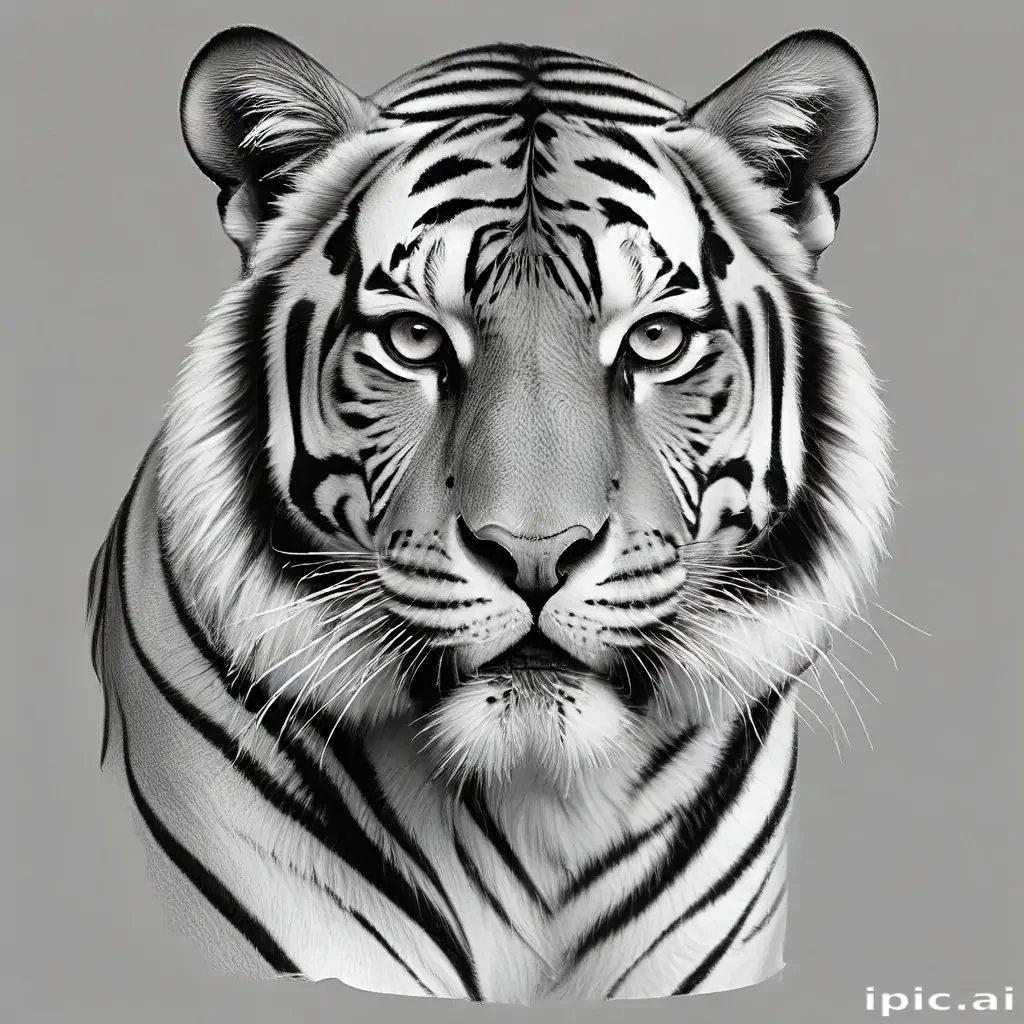 tiger clipart black and white