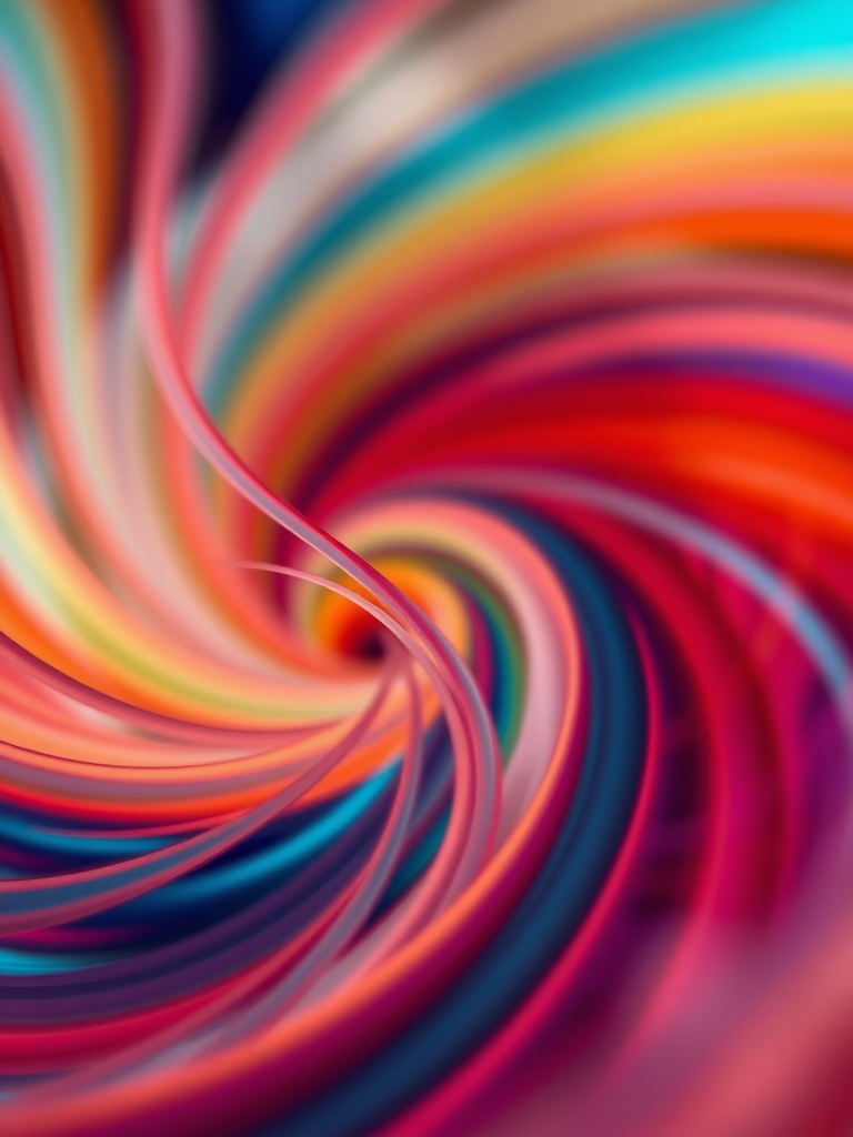 Generate an abstract image featuring swirling lines and vibrant colors, captured with a DSLR camera at f/2.8, 1/125s, ISO 100, in a macro view, using a shallow depth of field to enhance detail and clarity.
