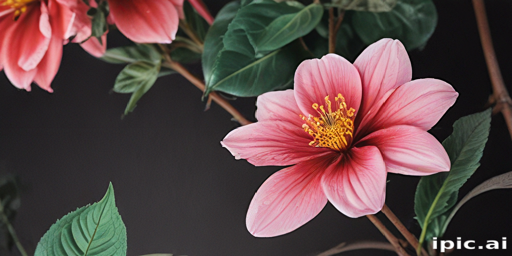 Vibrant Pink Flower Blooming Against a Dark Background with Lush Green ...