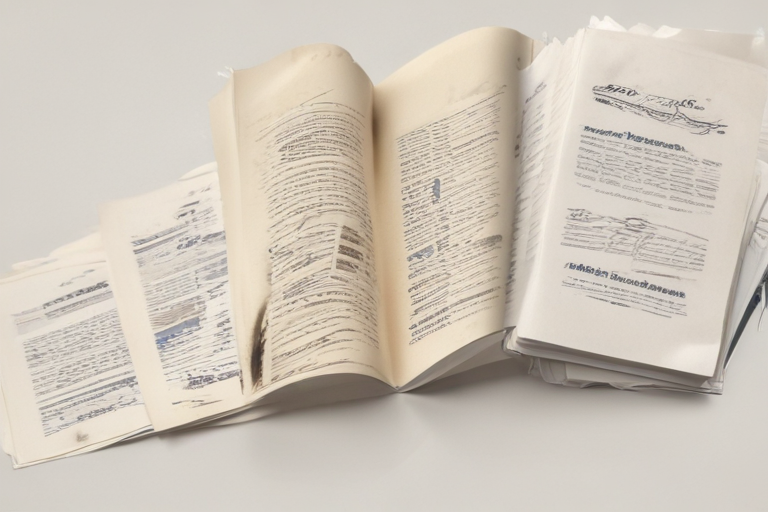 Collection of Stacked and Opened Documents Displaying Various ...