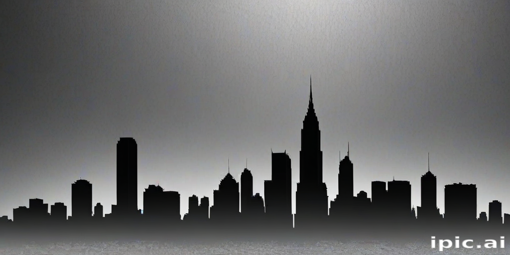 Stunning Silhouette of a City Skyline Against a Silver Gradient Background