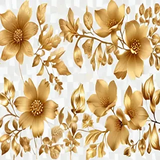 gold flowers png