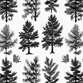 black and white pine tree clipart
