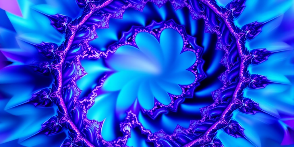 high-resolution abstract fractal design with vibrant blue and purple colors, sharp focus, ISO 100, f/2.8 aperture, 1/60 sec shutter speed, captured with a DSLR camera using a macro lens, dynamic angle, high-definition quality