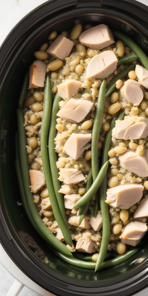 chicken stuffing green bean crock pot