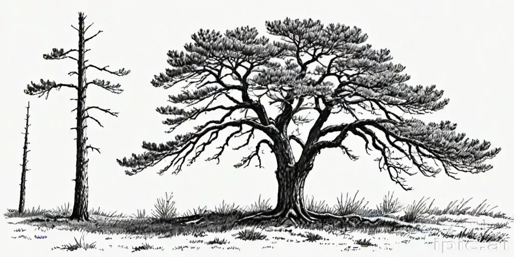 pine tree clipart black and white