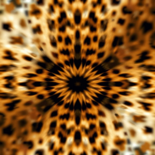 Create a high-resolution symmetrical pattern inspired by leopard fur, using a DSLR camera with a 50mm lens at f/2.8, ISO 100, and a soft focus effect, capturing a close-up view to enhance texture and detail.