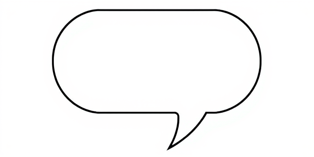Create a clean, high-resolution vector-style speech bubble with a transparent background, captured using a DSLR camera with a 50mm lens at f/2.8, shot from an eye-level perspective to emphasize its shape and bold outline.