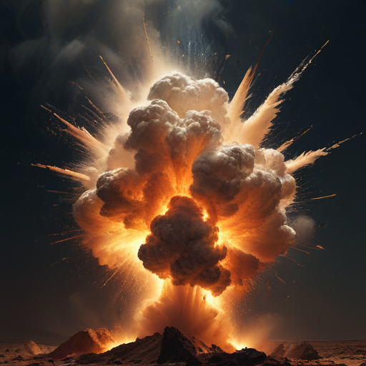 Spectacular Explosion Lighting Up the Sky with Fiery Orange and Smoke