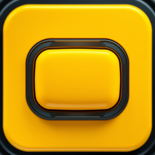 generate a vibrant yellow rectangular button with a glossy finish, using a DSLR camera with a 50mm lens, aperture set to f/2.8, ISO 100, shutter speed 1/250s, top-down view, natural lighting to enhance color saturation and detail