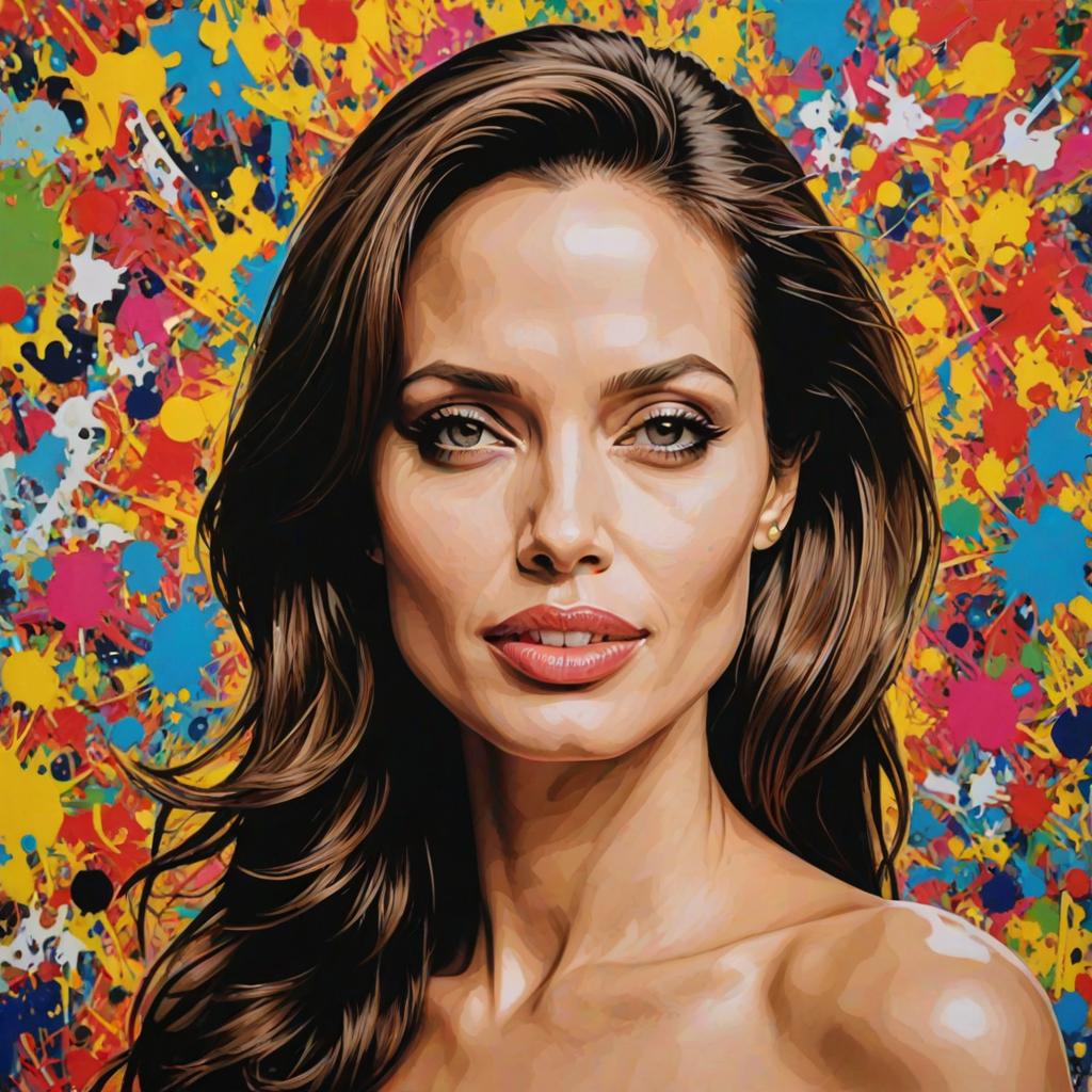 A pop art piece of angelina jolie