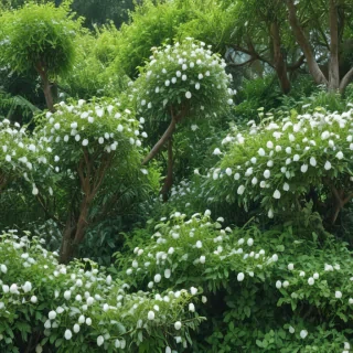 white and greenery background