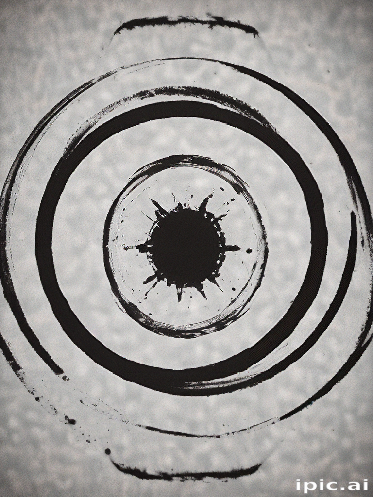 Abstract Black and White Design Featuring Concentric Circles and a ...