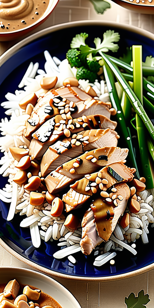ginger chicken with sesame peanut sauce