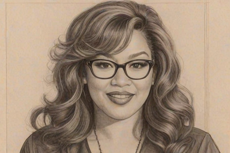 Enticing Kym Whitley, pencil sketch, portrait of Gorgeous woman 1942s in glasses, hair style beatnik, outline, clear lines, fine lines, 8k