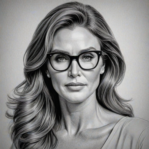 Dazzling Caitlyn Jenner, pencil sketch, portrait of Captivating woman 1955s in glasses, hair style beatnik, outline, clear lines, fine lines, 8k